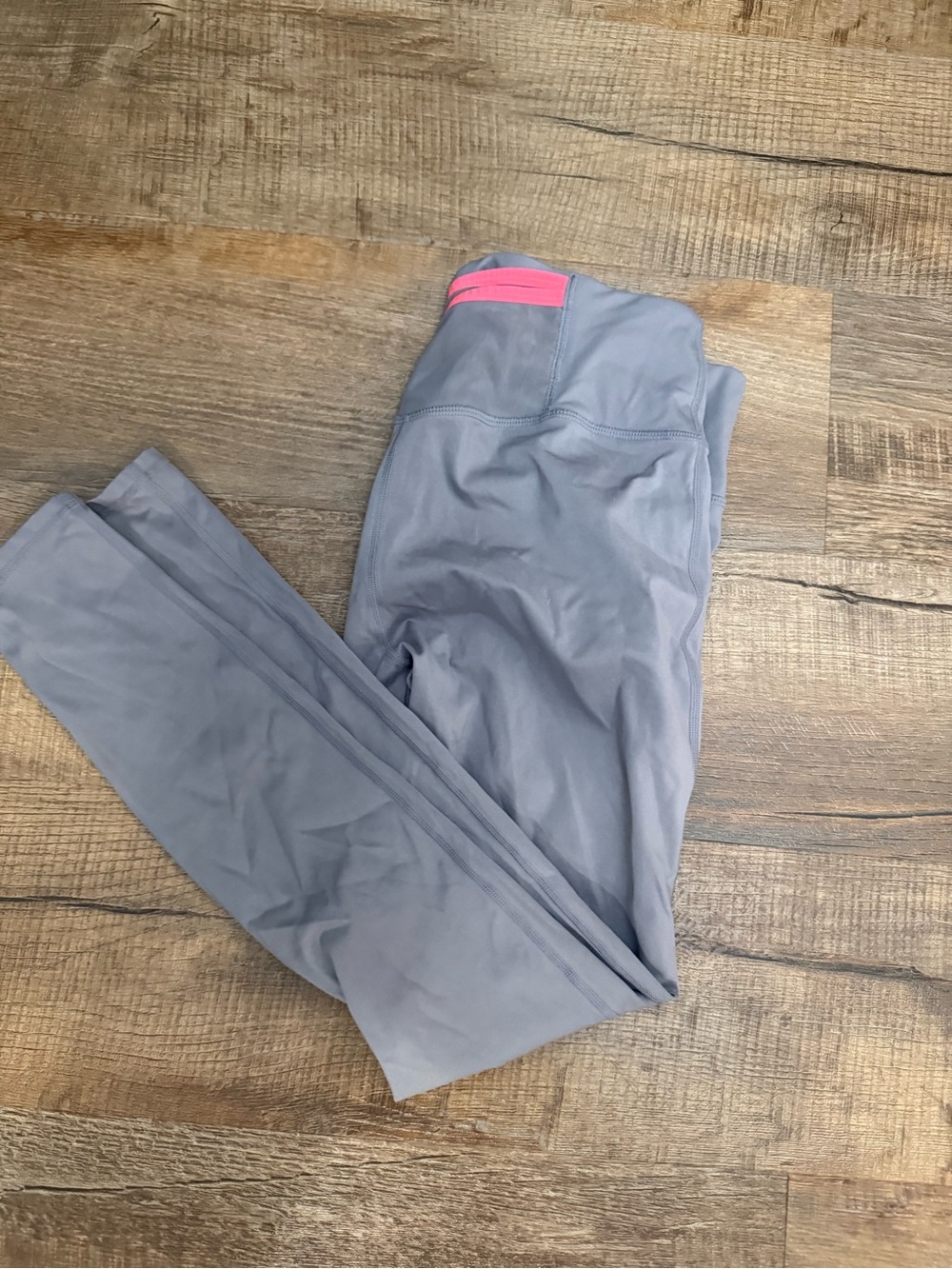 Fabletics Motion 365 Gray Leggings with Pink Waist Accent